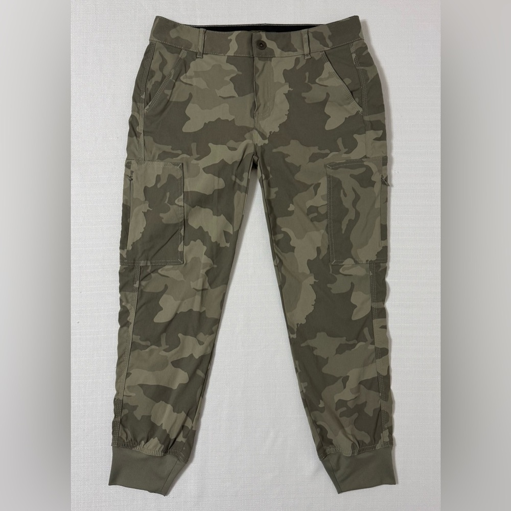 Prana Camo Jogger Pants Sky Canyon Green Camouflage Hiking Cargo Size 6 - Picture 2 of 15